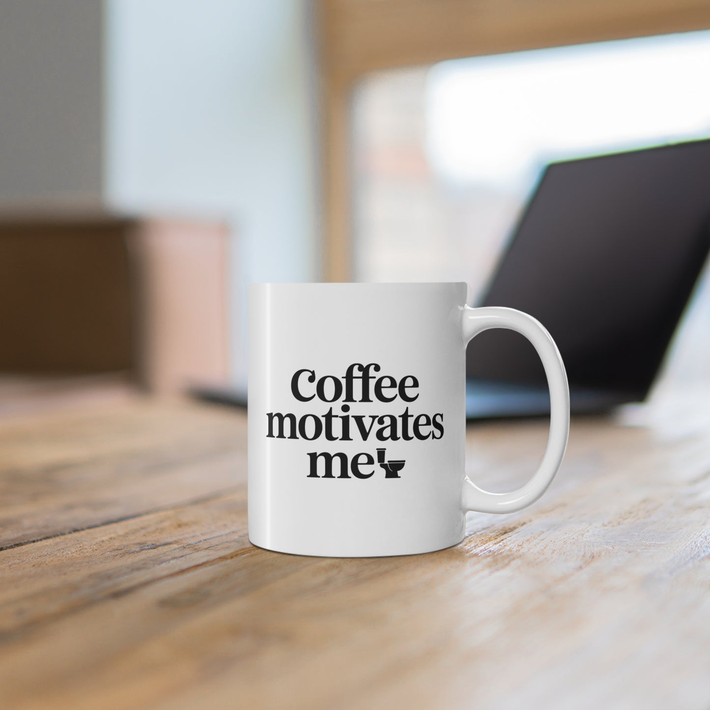 Funny Coffee Mug — "Coffee Motivates Me" (11oz) IFYKY Morning routine Humor