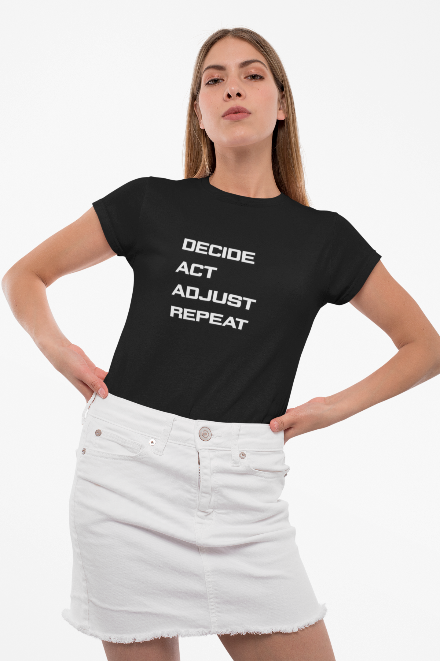 Motivational 'The Success Loop' T-Shirt — Decide • Act • Adjust • Repeat